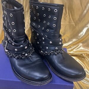 Burberry Black Eyelet Combat Boots